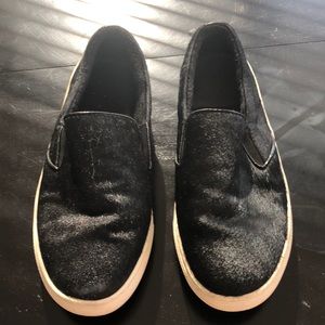 Black Cowhide Slip-ons